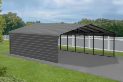 Arrow Atv|Golf Cart-15 x 10 x 7 ft Charcoal Carport with 2-sided Enclosure