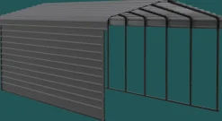 Arrow Atv|Golf Cart-15 x 10 x 7 ft Charcoal Carport with 2-sided Enclosure