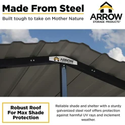 Arrow Boat|Atv-10 x 15 x 7 ft Charcoal Carport