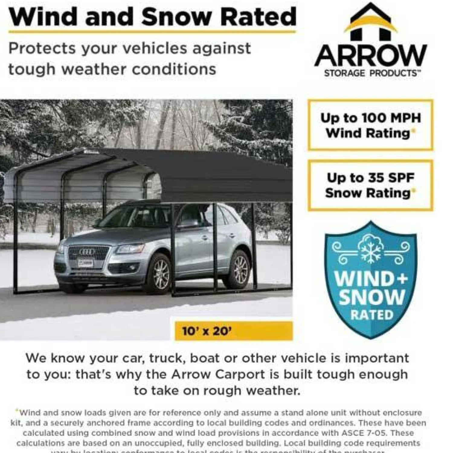 Arrow Auto-10 x 29 x 7 ft Charcoal Carport