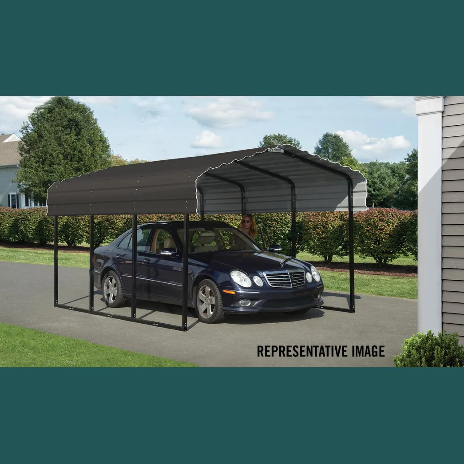 Arrow Auto-10 x 24 x 7 ft Charcoal Carport