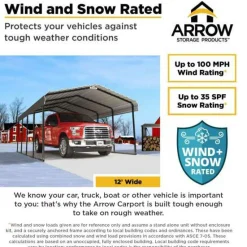 Arrow Truck/Suv-12 x 24 x 7 ft Charcoal Carport