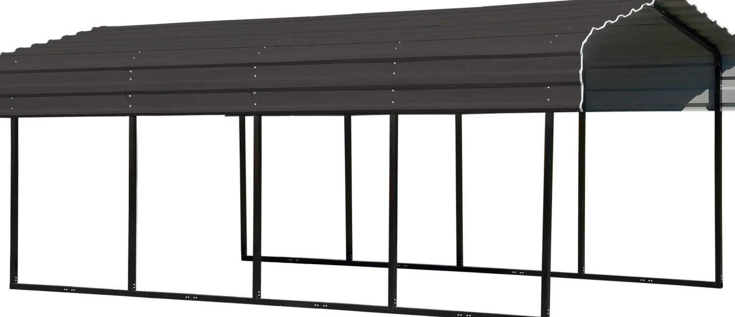 Arrow Auto-10 x 20 x 7 ft Charcoal Carport
