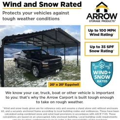 Arrow Truck/Suv|Auto-20 x 29 x 7 ft Eggshell Carport