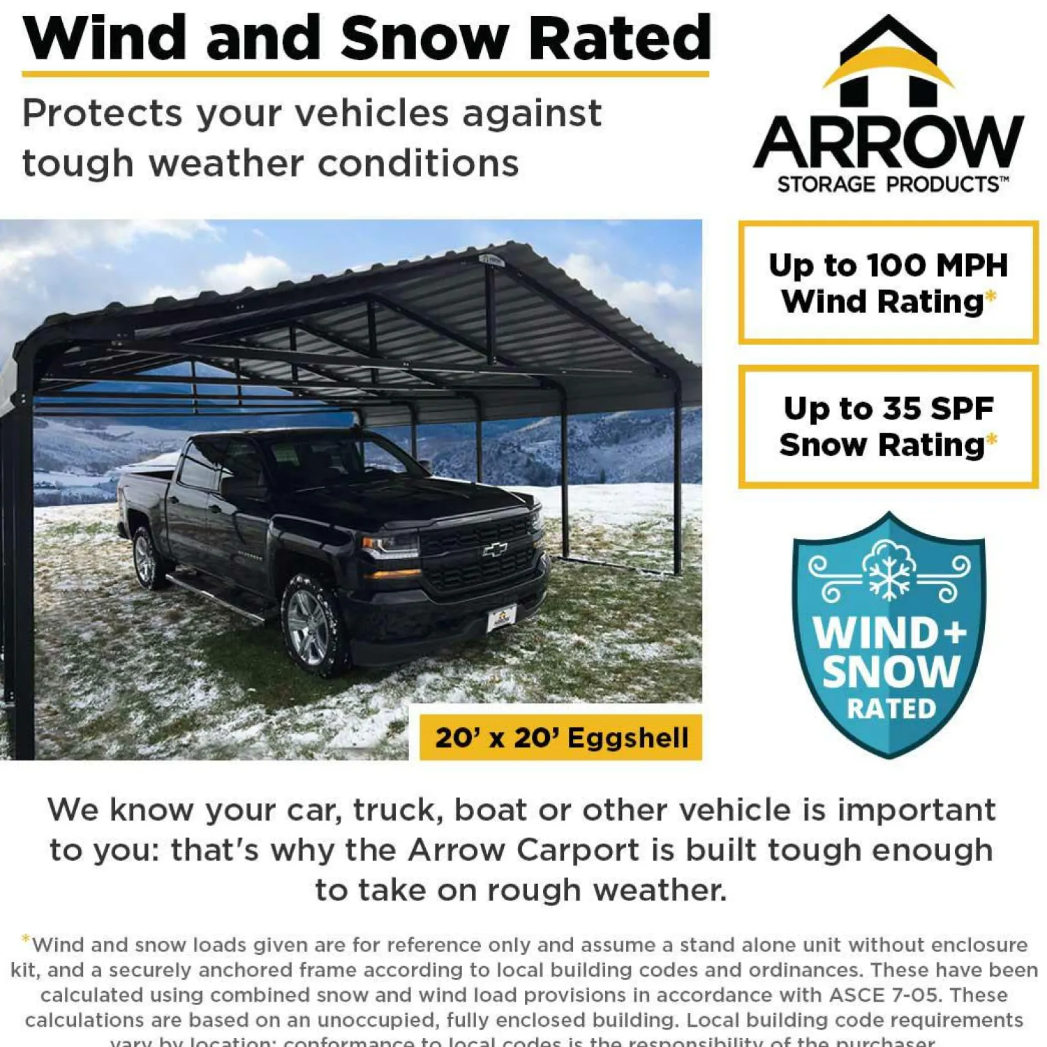 Arrow Truck/Suv|Auto-20 x 29 x 7 ft Eggshell Carport