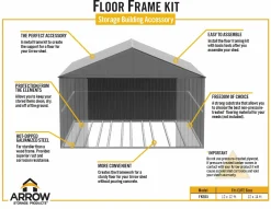 Arrow Floor Frame & Base Kits-13.85 x 13.75 x 0.083 ft Grey Floor Frame Kit for Elite 12 x 12, 12 x 14, and 14 x 12 ft Sheds