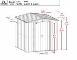 Arrow Metal Sheds-6 x 6 x 6 ft Grey Shed