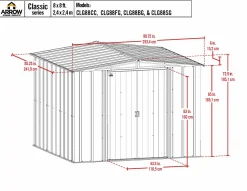 Arrow Metal Sheds-8 x 8 x 6 ft Light Grey Shed