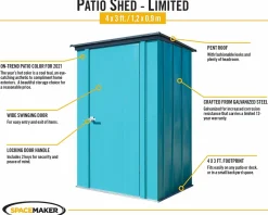 Arrow Metal Sheds-4 x 3 x 6 ft Teal Shed