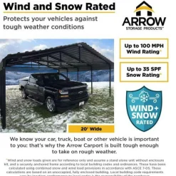 Arrow Truck/Suv|Auto-Carport, 20 ft. x 38 ft. x 7 ft. Charcoal