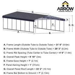Arrow Truck/Suv|Auto-Carport, 20 ft. x 33 ft. x 7 ft. Eggshell