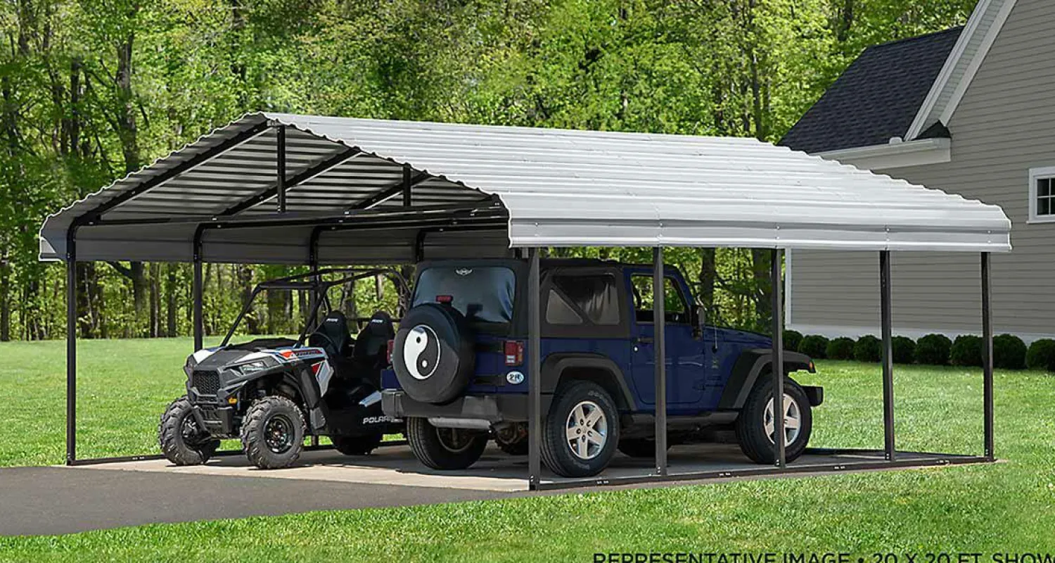 Arrow Truck/Suv|Auto-Carport, 20 ft. x 33 ft. x 7 ft. Eggshell