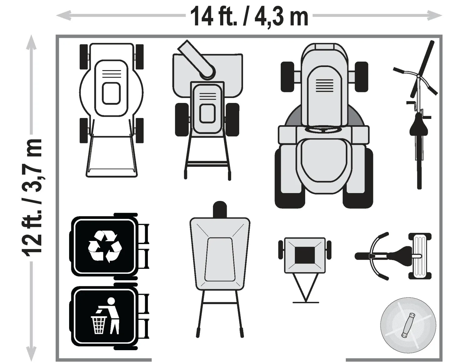 Arrow Metal Sheds-Classic 14 x 12 x 7 ft Charcoal Steel Storage Shed