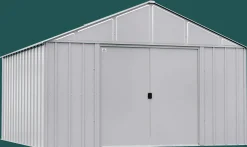 Arrow Metal Sheds-Classic 12 x 12 x 8 ft Flute Grey Steel Storage Shed