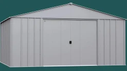 Arrow Metal Sheds-Classic 14 x 12 x 7 ft Flute Grey Steel Storage Shed