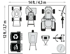 Arrow Metal Sheds-Classic 14 x 12 x 7 ft Flute Grey Steel Storage Shed