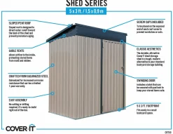 Arrow Metal Sheds-Cover It 5 x 3 x 6 ft Brown Shed
