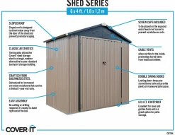 Arrow Metal Sheds-Cover It 6 x 4 x 6 ft Brown Shed
