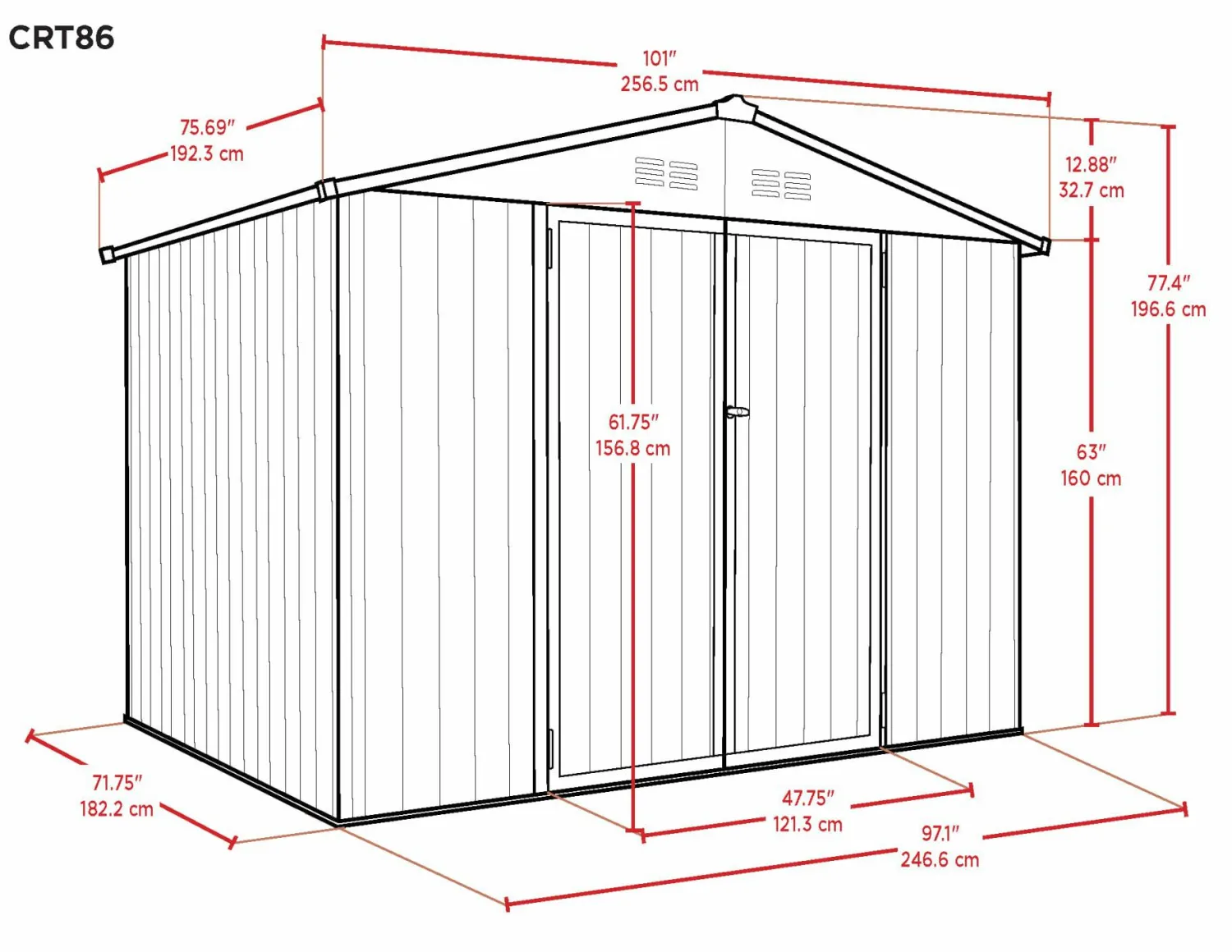 Arrow Metal Sheds-Cover-It® 8x6 Steel Storage Shed - Brown