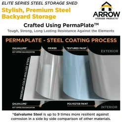 Arrow Metal Sheds-Elite 10 x 8 x 8 ft Anthracite Steel Storage Shed