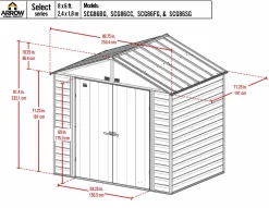 Arrow Metal Sheds-Select 8 x 6 x 8 ft Green Shed