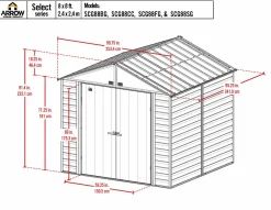 Arrow Metal Sheds-Select 8 x 8 x 8 ft Green Shed