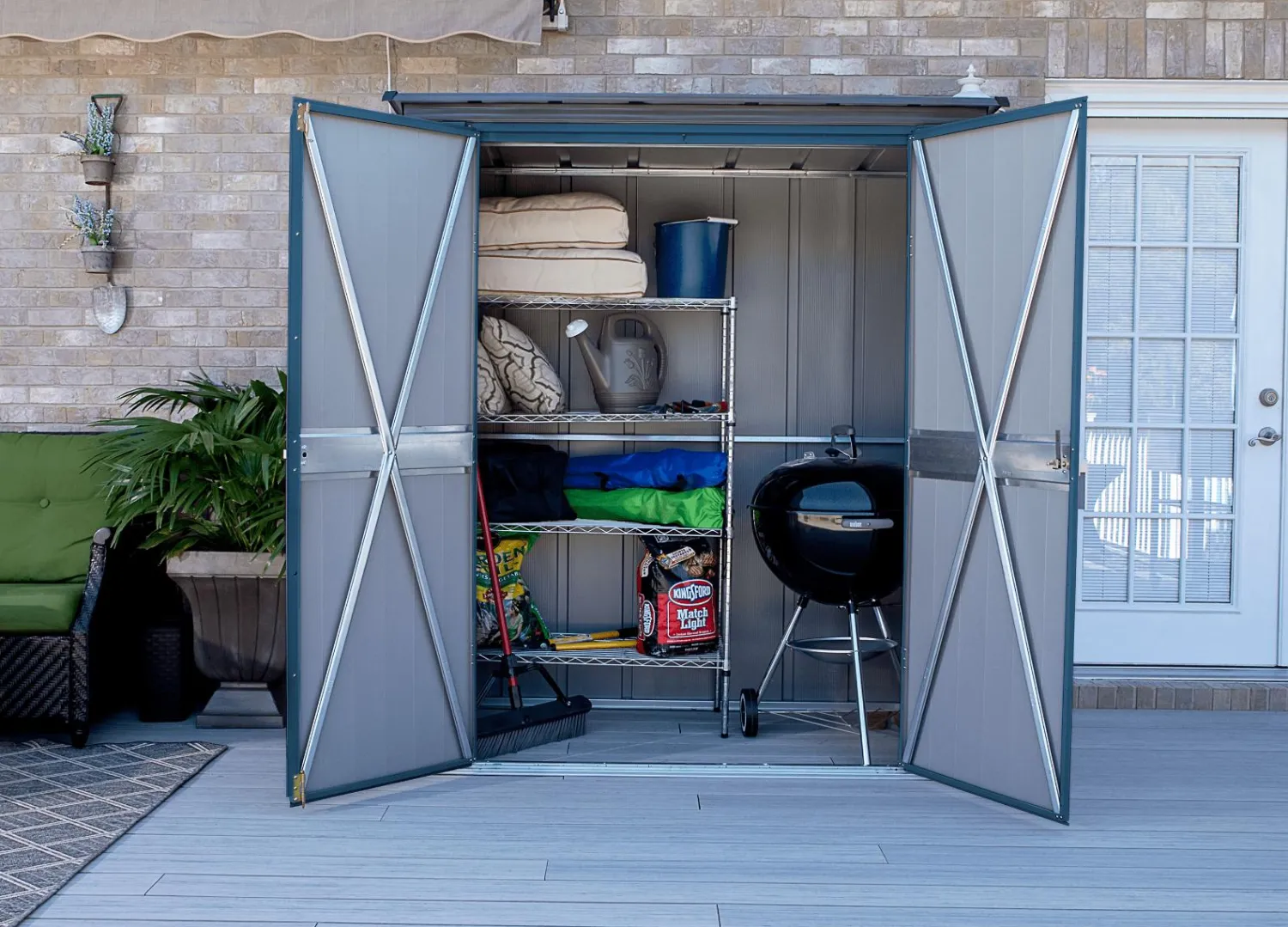 Arrow Metal Sheds-Spacemaker 6 x 3 x 6 ft Blue Grey Shed