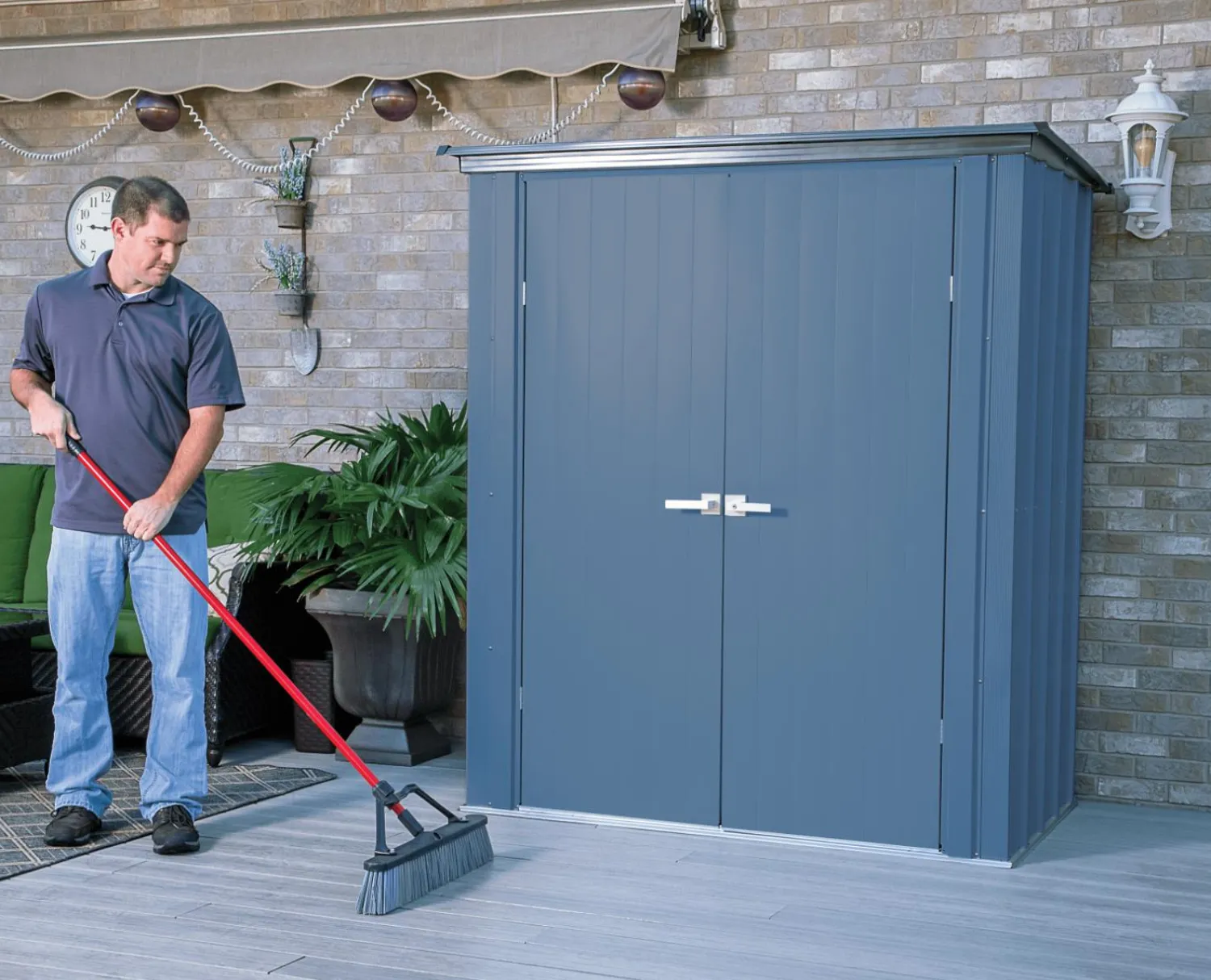 Arrow Metal Sheds-Spacemaker 6 x 3 x 6 ft Blue Grey Shed