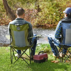 Camp & Go Quad Chairs-CAMP&GO Green Mesh Back Quad Camping Chair