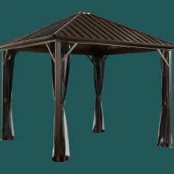 Sojag Hard-Top Gazebos-Dakota Hardtop Gazebo, 8 ft. x 8 ft. Dark Brown