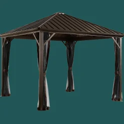 Sojag Hard-Top Gazebos-Dakota Hardtop Gazebo, 8 ft. x 8 ft. Dark Brown
