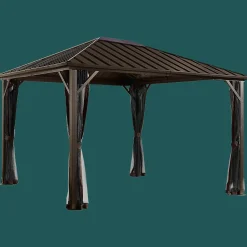 Sojag Hard-Top Gazebos-Dakota Hardtop Gazebo, 8 ft. x 8 ft. Dark Brown