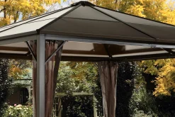 Sojag Hard-Top Gazebos-Dakota Hardtop Gazebo, 8 ft. x 8 ft. Dark Brown