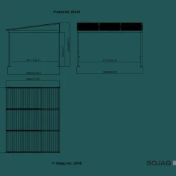 Sojag Wall-Mounted Gazebos-Francfort Wall-Mounted Hardtop Gazebo, 10 ft. x 12 ft. Dark Brown