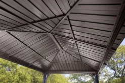 Sojag Hard-Top Gazebos-Genova Hardtop Gazebo, 12 ft. x 12 ft. Dark Brown