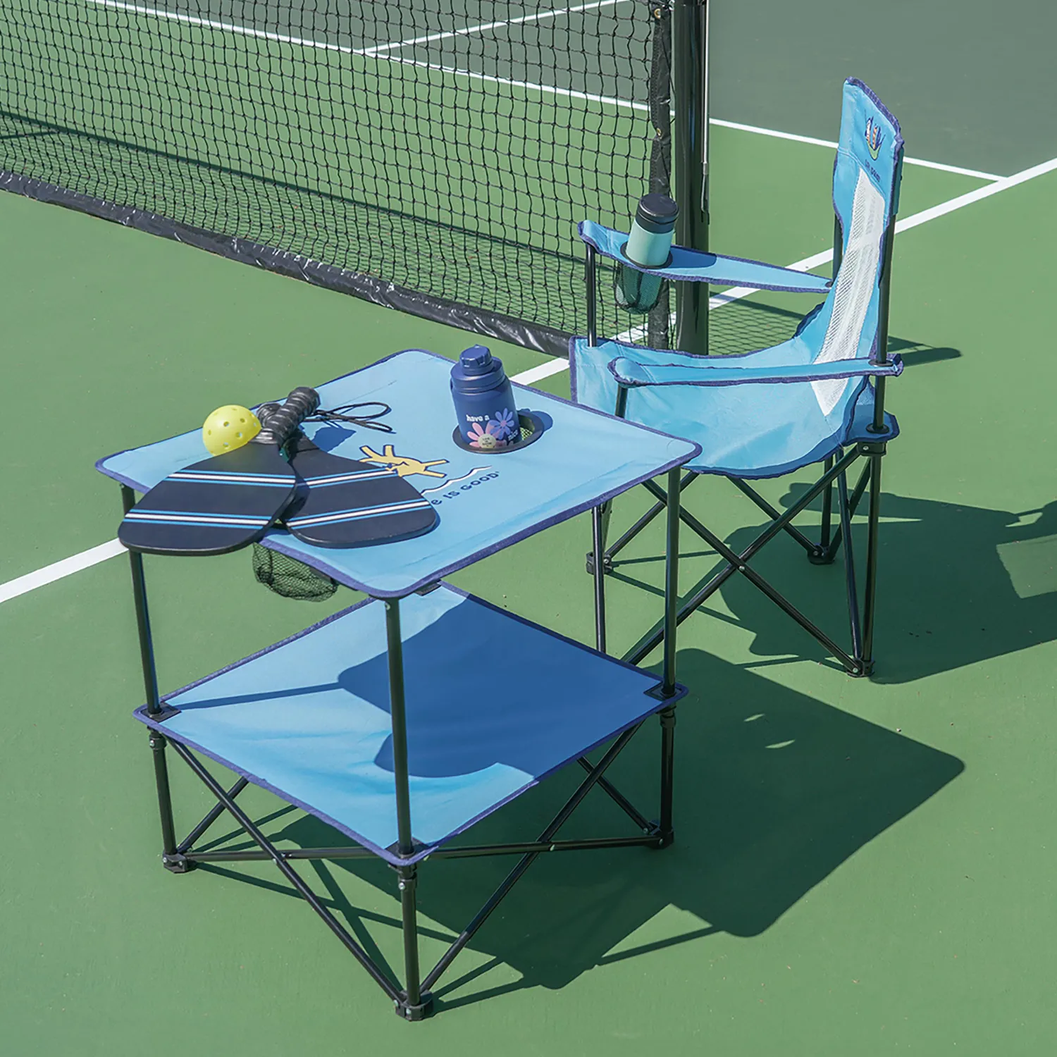 Life is Good® Beach Tables-Blue 22" Square Compact Folding Beach Table