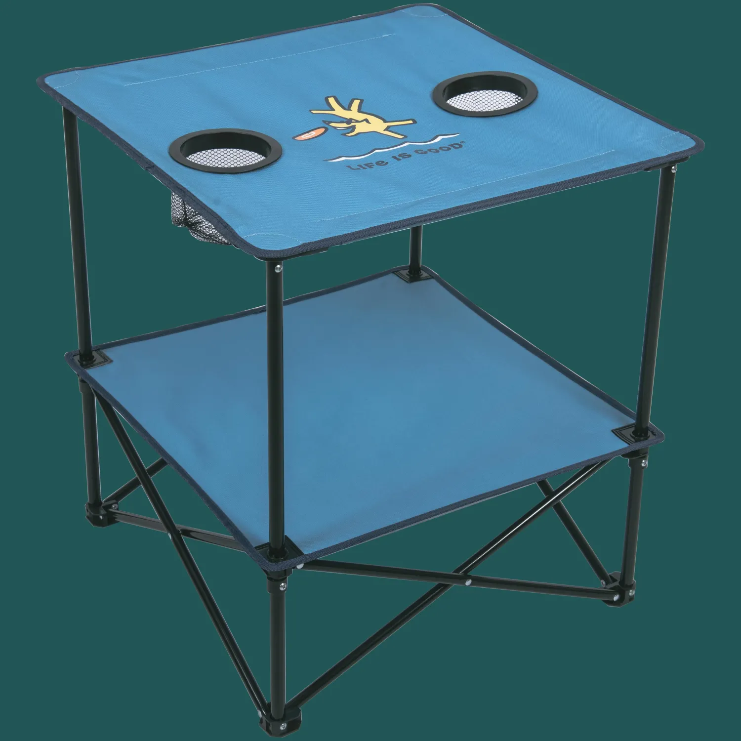 Life is Good® Beach Tables-Blue 22" Square Compact Folding Beach Table