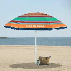 Life is Good® Beach Umbrellas-7-ft. Umbrella with Integrated Sand Anchor