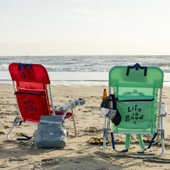 Life is Good® Backpack Beach Chairs-Red Lace-up Backpack Beach Chair