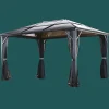 Sojag Hard-Top Gazebos-Meridien Hardtop Gazebo, 10 ft. x 14 ft. Dark Gray