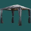 Sojag Hard-Top Gazebos-Meridien Hardtop Gazebo, 10 ft. x 12 ft. Dark Gray