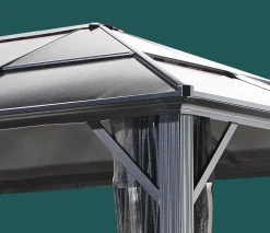 Sojag Hard-Top Gazebos-Meridien Hardtop Gazebo, 10 ft. x 12 ft. Dark Gray