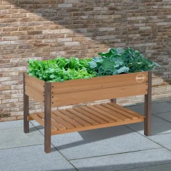 Miracle-Gro Raised Beds-Wood 2 x 4 x 2.3 ft Raised Garden Planter with Shelf