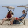 QuikShade Canopy Beach Chairs-Quik Shade Pro Comfort High Back Shade Folding Chair, Tan/Black