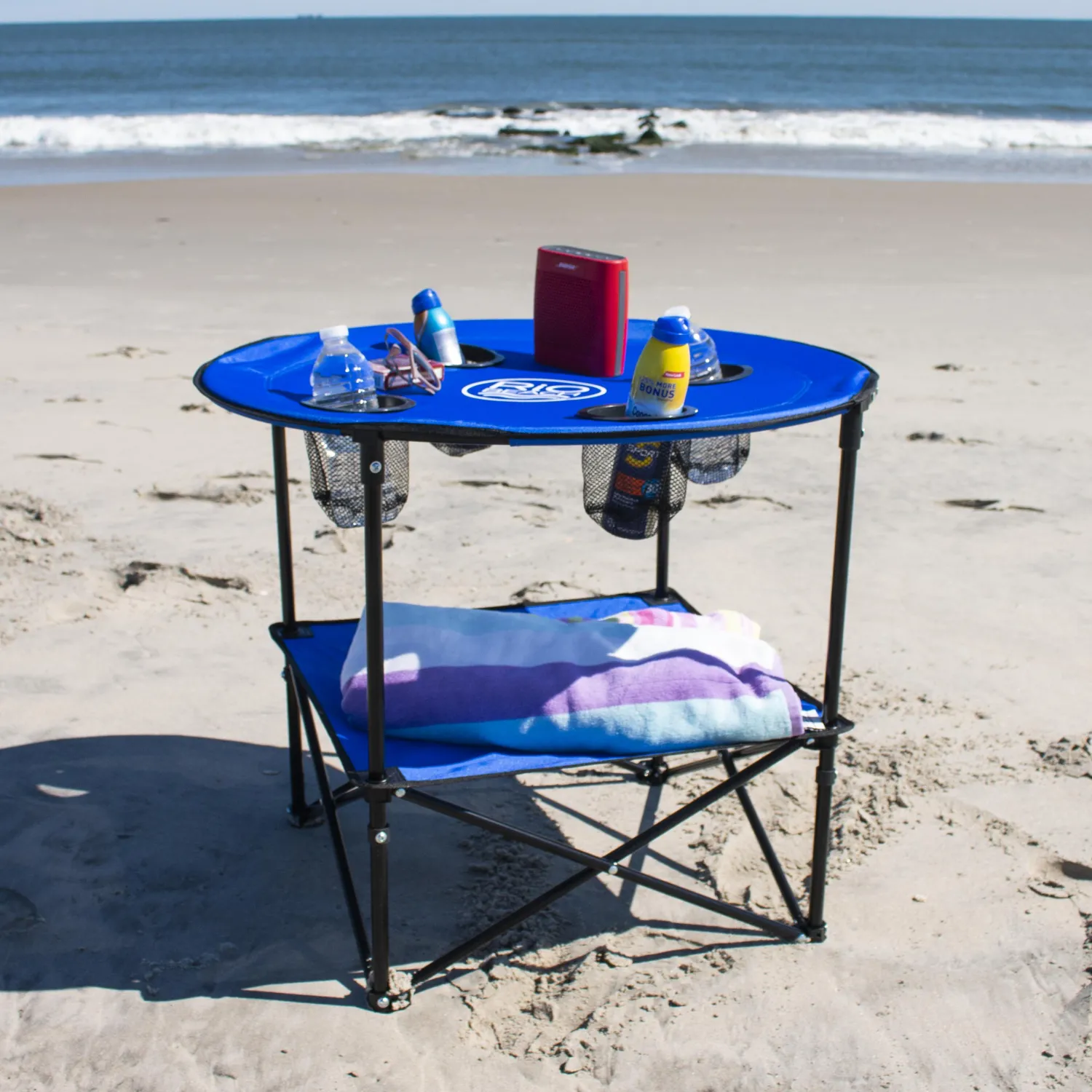 Rio Beach Tables|Beach Tables-Blue 28” Folding Portable Family Table