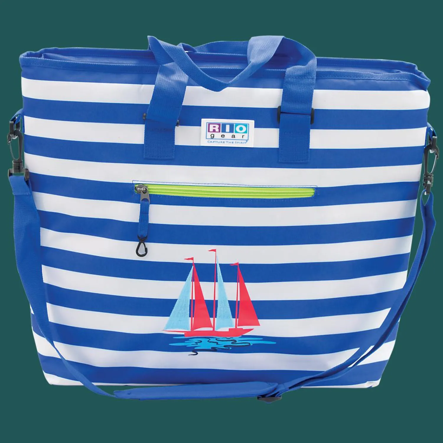 Rio Beach Beach Coolers-Blue Stripe Deluxe Insulated Tote Bag with Bottle Opener - Blue Stripe