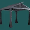 Sojag Hard-Top Gazebos-Sanibel II Hardtop Gazebo, 10 ft. x 10 ft. Light Gray
