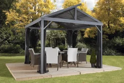 Sojag Hard-Top Gazebos-Sanibel II Hardtop Gazebo, 10 ft. x 10 ft. Light Gray