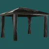 Sojag Hard-Top Gazebos-Sedona Hardtop Gazebo, 10 ft. x 12 ft. Dark Brown