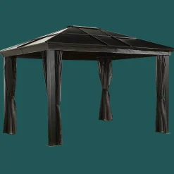 Sojag Hard-Top Gazebos-Sedona Hardtop Gazebo, 10 ft. x 12 ft. Dark Brown